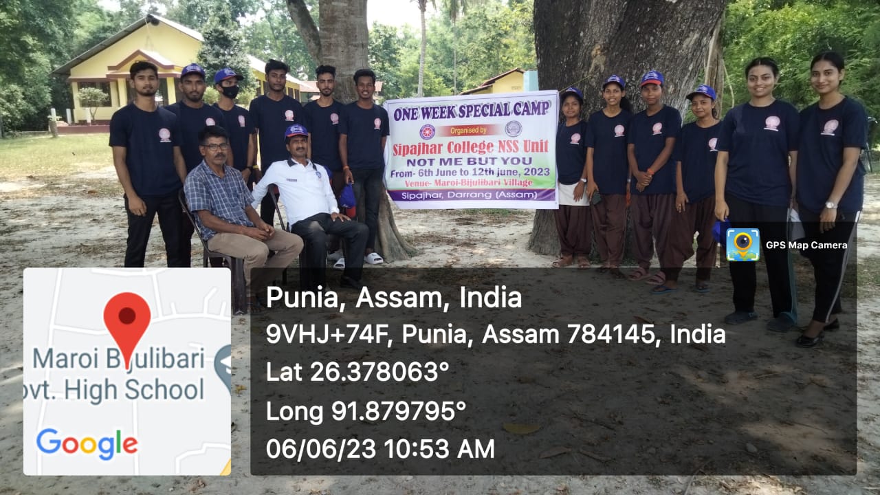 One Week Special Camp from 6-12 th June, 2023 organised by Sipajhar College NSS Unit.